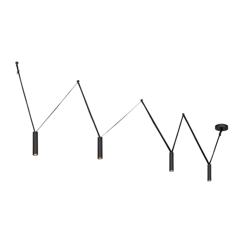 Kuzco Lighting LP90404-UB-UNV-010 Mason 4 Head Linear Pendant – Adjustable with Metal Strap Detail Ceiling Light - CCT: 3000K - Finish: Urban Bronze