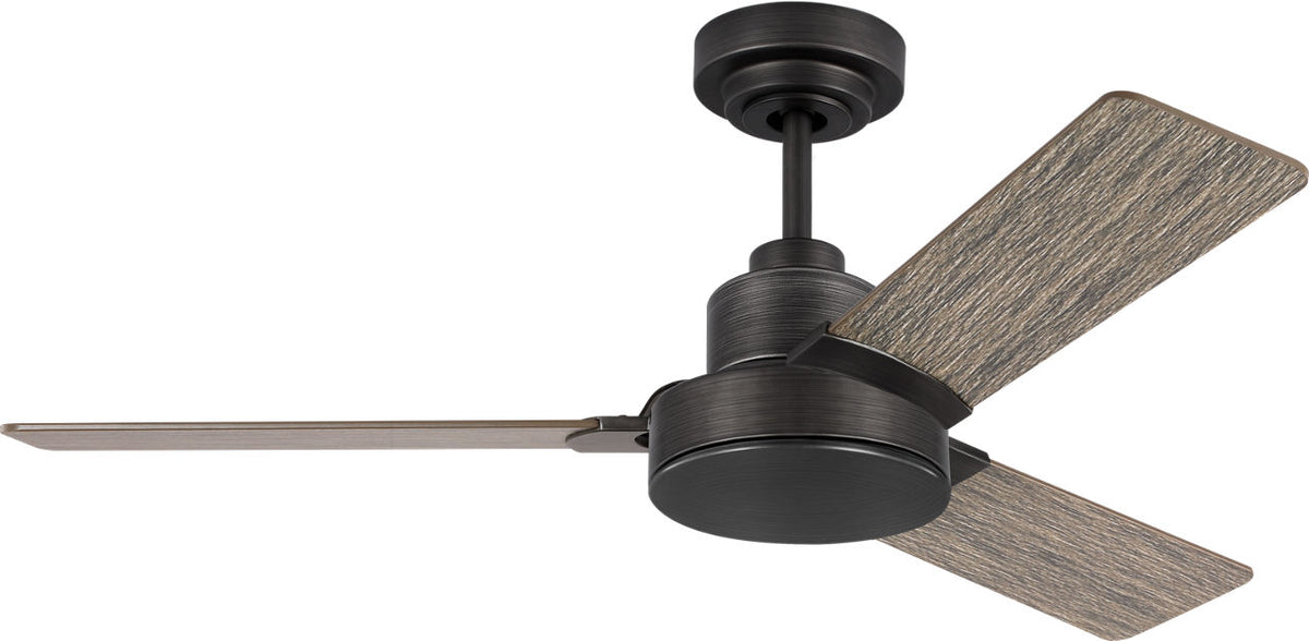 Generation Lighting Jovie 44 inch Aged Pewter ceiling fan with light grey weathered oak blades