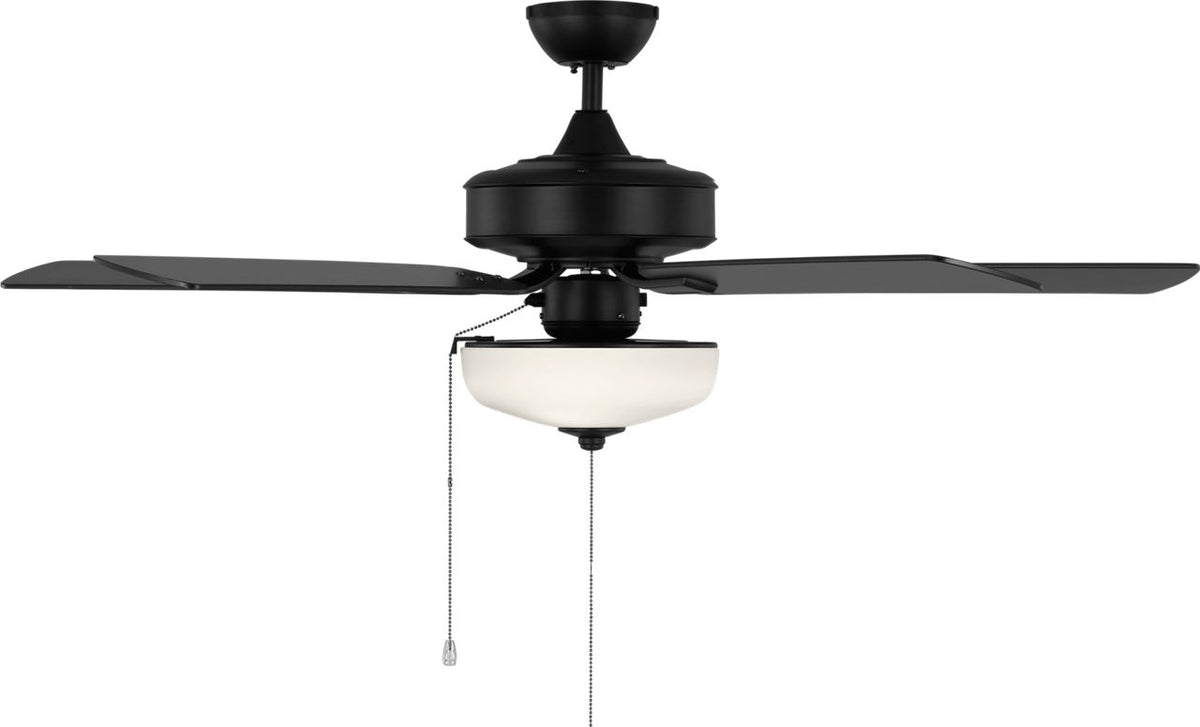 Generation Lighting Linden Outdoor 52 inch Midnight Black ceiling fan with bowl light kit