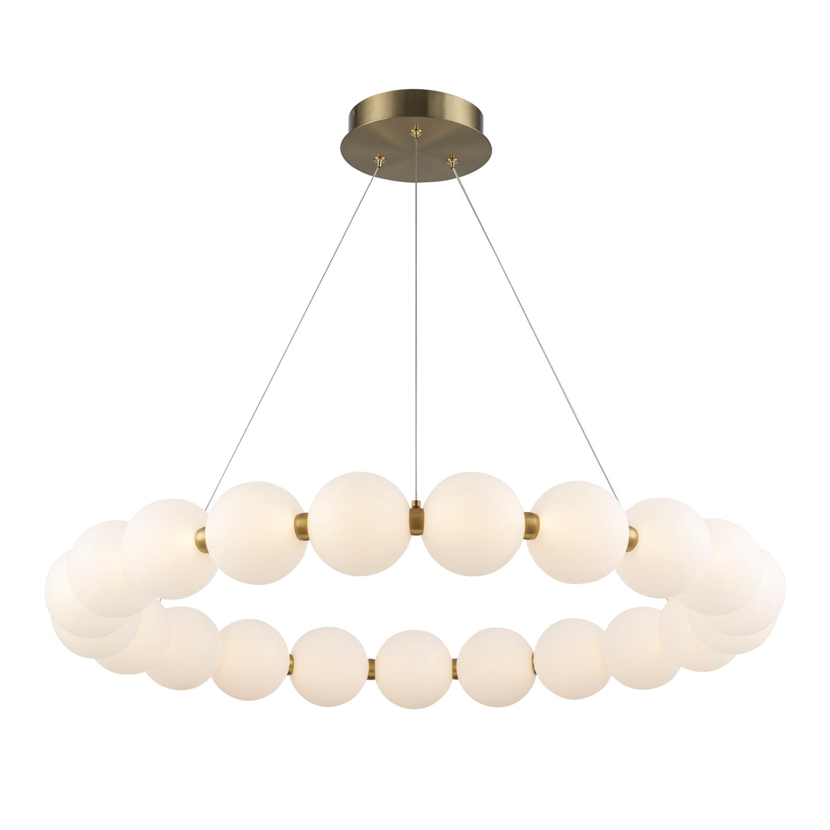 Trans Globe Lighting MDN-1592 AG Orb II LED pendant in Antique Gold illuminated
