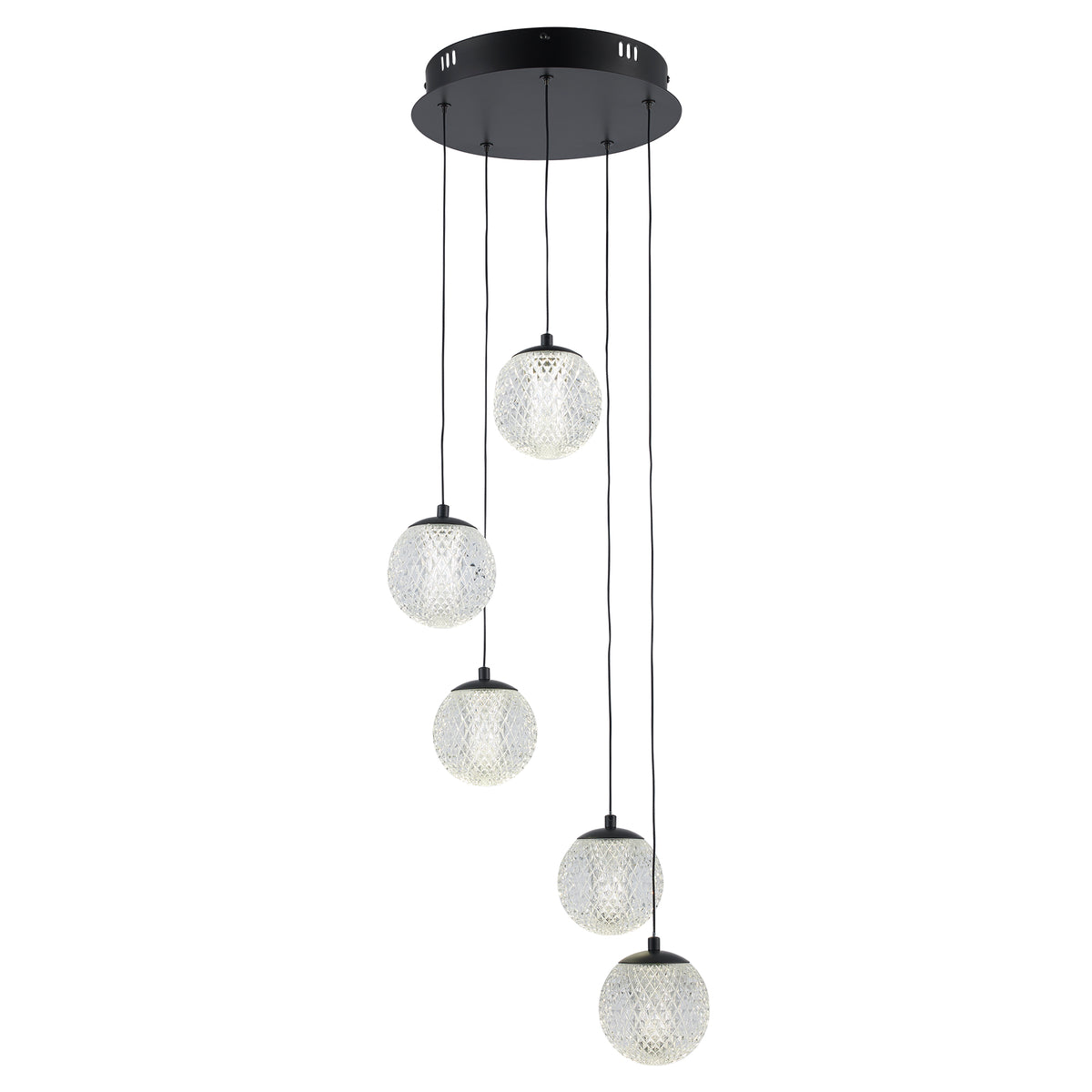 Trans Globe Lighting MDN-1635 BK Sunburst 5 Light Black LED pendant ceiling light
