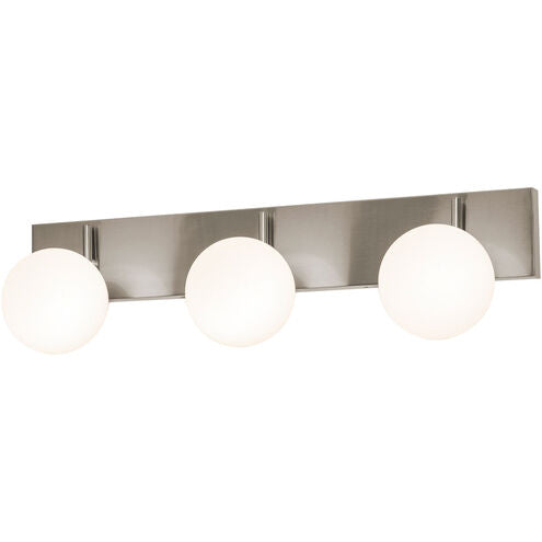 AFX Lighting METV3008L30D1SN Metropolitan 3 Light 30" Wide LED Vanity Strip W/ Frosted Glass Shades, Satin Nickel Finish