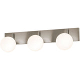 AFX Lighting METV3008L30D1SN Metropolitan 3 Light 30" Wide LED Vanity Strip W/ Frosted Glass Shades, Satin Nickel Finish