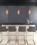 AFX Lighting MLAP13CP Mila 1 Light 6 Inch Pendant In Black With Hand-Blown Colored Ribbed Glass