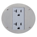 Lew Electric MOI4-REC-DP1-BR-AHC-CED Customizable, Recessed, 2-Hour Fire Rated Poke-Through With Four Inch Core., Decora receptacle, Brass Articulated Hinge Cover With Cable Exit Door