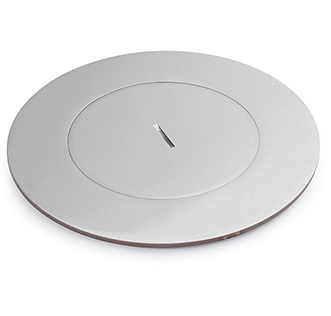 Lew Electric MOI4-DP1-C4-SS-TC Customizable, flush mounted, 2-Hour Fire Rated Poke-Through with four inch core, Decora receptacle & (4) communication openings , Stainless Finish, Threaded Coin