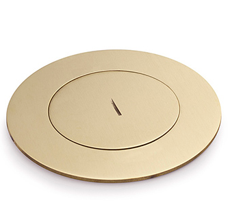 Lew Electric MOI4-P4-BR-TC Customizable, flush mounted, 2-Hour Fire Rated Poke-Through with four inch core, (4) single receptacle , Brass Finish, Threaded Coin