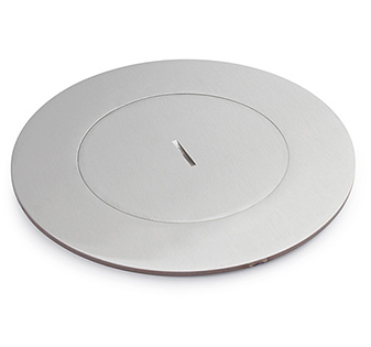 Lew Electric MOI4-P4-SS-TC Customizable, flush mounted, 2-Hour Fire Rated Poke-Through with four inch core, (4) single receptacle , Stainless Finish, Threaded Coin