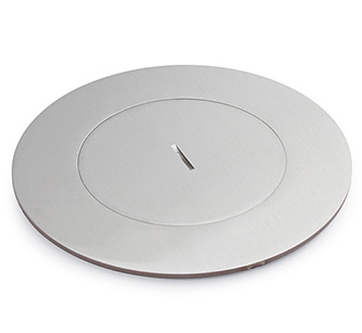 Lew Electric MOI4-PWR4-SS-TC Customizable, flush mounted, 2-Hour Fire Rated Poke-Through with four inch core, (4) single receptacle, Threaded Coin , Stainless Steel Finish