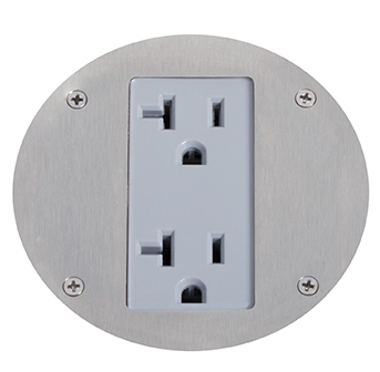 Lew Electric MOI4-SLB-DP1-BR-TC Customizable Dual Service Round Concrete Box , Decora receptacle, Threaded Coin , Brass Finish