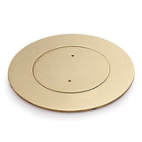 Lew Electric MOI4-SLB-DP1-COMM4-BR-TSC Customizable Dual Service Round Concrete Box, Round, Flush To Concrete Floor Box, Decora Receptacle & (4) Communication Openings, Threaded Coin, Brass Finish