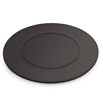 Lew Electric MOI4-SLB-P4-C4-BK-DC Customizable Dual Service Round Concrete Box, round, flush to concrete floor box , (4) single receptacle & (4) communication openings, Black Finish, Drop Cover