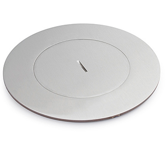 Lew Electric MOI4-SLB-PASSTHROUGH-SS-TC Customizable Dual Service Round Concrete Box,  multi-connect is a dual service, round, flush to concrete floor box , 2.5" trade size circular opening, Stainless Finish, Threaded Coin