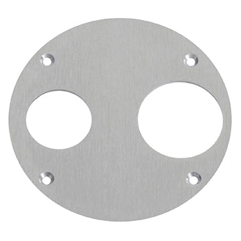 Lew Electric MOI4-SLB-REC-SYS-COMM-SS-AHC-CED Customizable Dual Service, Recessed Round Concrete Box, Systems Furniture Communication-Power & Comm Cabling, Articulated Hinged Cover with Cable Exit Door, Stainless Steel Finish