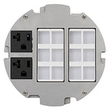 Lew Electric MOI6-REC-P2-AV2-BK-AHC-CED Customizable, Recessed UL 2-Hour Fire Rated Six Inch Poke-Through Floor Box, (2) Power & (2) 6-port AV, Black Articulated Hinge Cover With Cable Exit Door