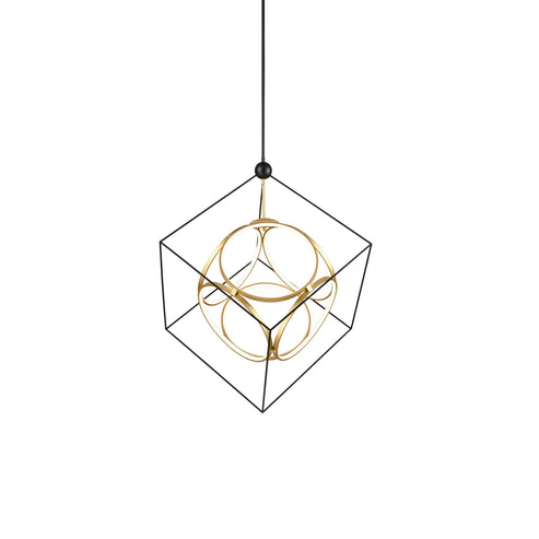 Kuzco Lighting CH19234-BK/AN-UNV-010 Monza 34-in Chandelier Ceiling Light - CCT: 3000K - Finish: Black/Antique Brass