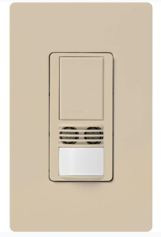 Lutron MS-A102-V-TP Maestro Dual Technology Ultrasonic and Passive Infrared Vacancy Sensor Switch for Single Circuit, Taupe Finish