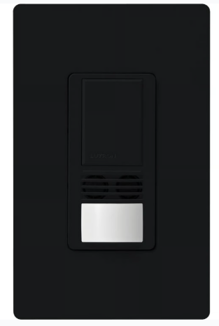 Lutron MS-B102-V-MN Maestro Dual Technology Ultrasonic and Passive Infrared Vacancy Sensor Switch for Single Circuit, Neutral Wire Required, Midnight Finish