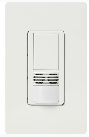 Lutron MS-B102-V-SW Maestro Dual Technology Ultrasonic and Passive Infrared Vacancy Sensor Switch for Single Circuit, Neutral Wire Required, Snow White Finish