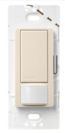 Lutron MS-OPS2H-LA Maestro Occupancy and Vacancy Sensor with Switch Single Pole 120V / 2A, 250W, Light Almond Finish