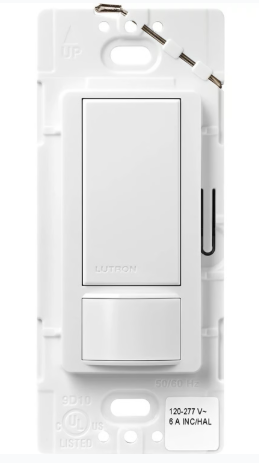 Lutron MS-VPS6M2-DV-WH Maestro Switch with Vacancy Sensor Dual Voltage 120V-277V / 6A Multi Location, White Finish