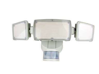 MaxLite MSL3HW Security Flood Light With Motion Sensor, 3 Head, 50W, 120V, White Finish
