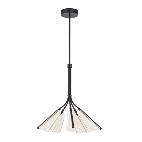 Kuzco Lighting CH62628-BK/LG-UNV Mulberry 28-in Chandelier Ceiling Light - CCT: 3000K - Finish: Black/light guide