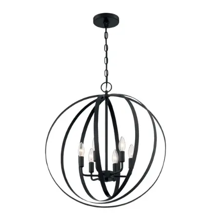Nuvo 60-7068 Pendleton Series Pendant Light, 6 Lights, Wattage 60W. Matte Black