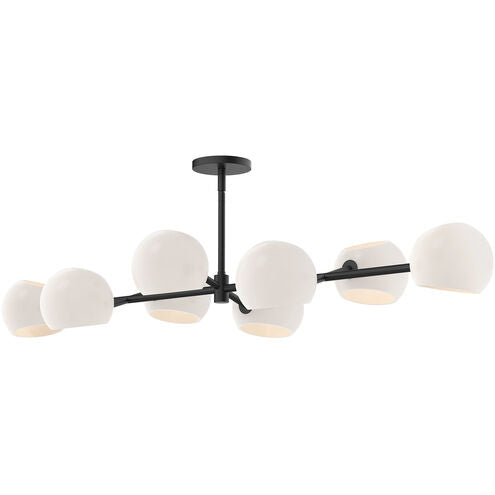 Alora Mood LP548848MBOP Willow 8 Light 48.25 inch Matte Black Linear Pendant Ceiling Light in Opal Glass