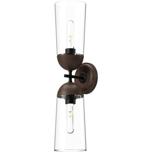 Alora Mood WV542226MBWT Emil 2 Light 5 inch Matte Black and Walnut Bath Vanity Light Wall Light