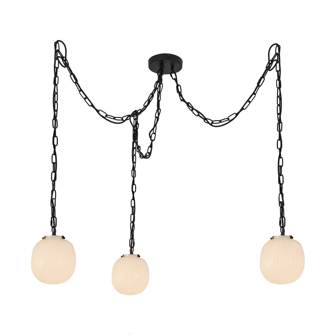 Alora Mood MP579712MBGR Cherise 3 Light 11.88 inch Matte Black and Glossy Ribbed Opal Glass Pendant Ceiling Light