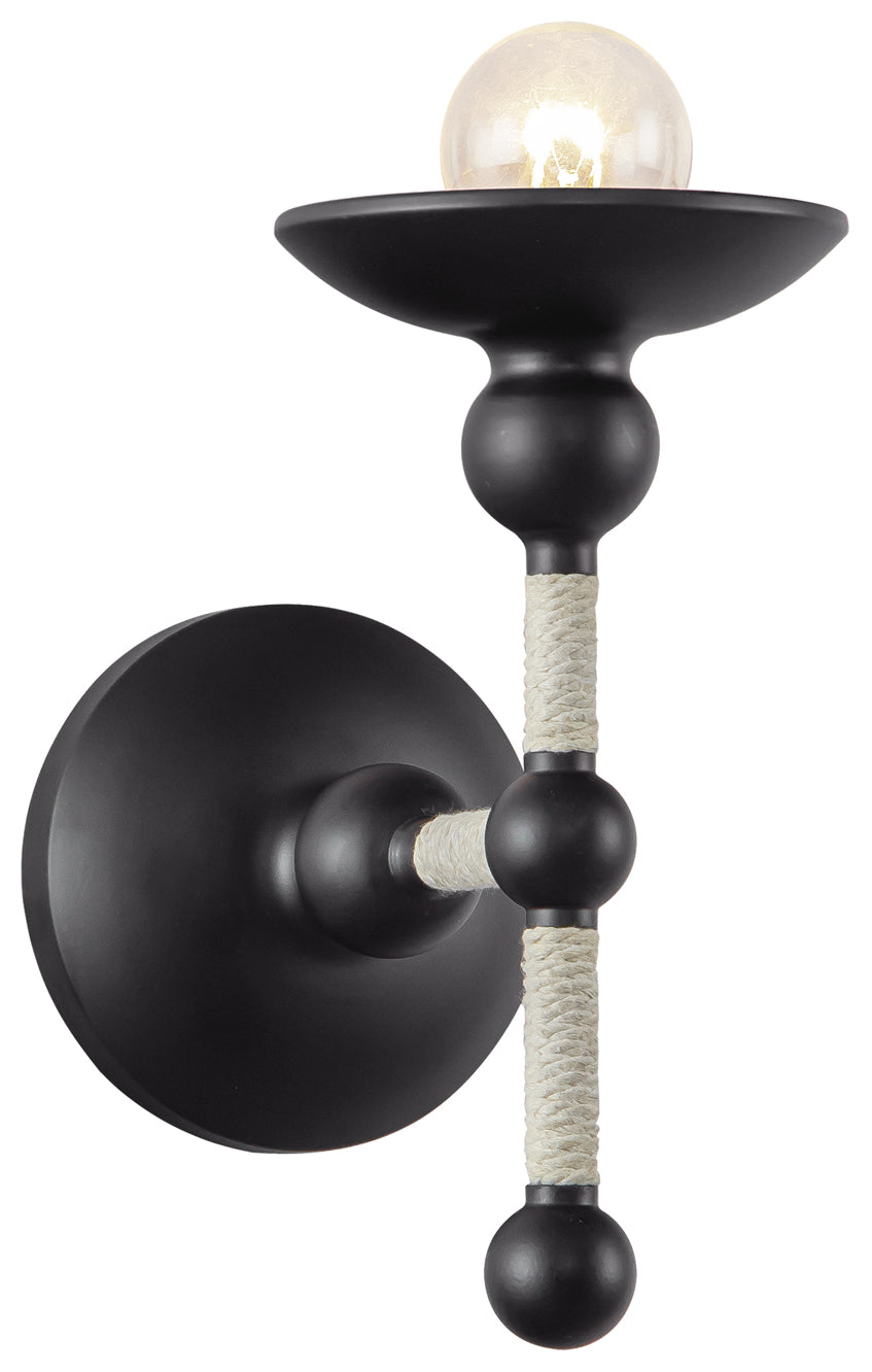 Alora Lighting WV343104MBCN Nadine 1 Light 4.63 inch Matte Black and Cotton Bath Vanity Light Wall Light