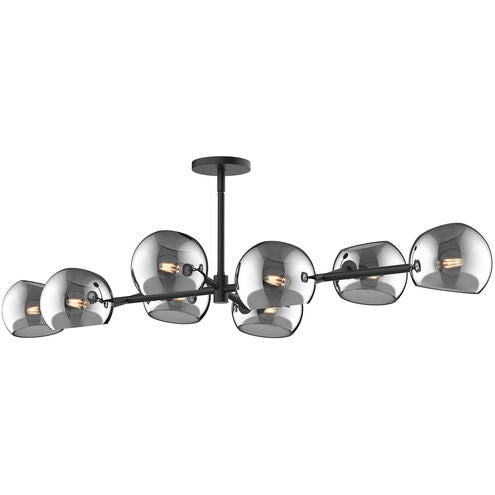 Alora Mood LP548848MBSM Willow 8 Light 48.25 inch Matte Black Linear Pendant Ceiling Light in Smoke Glass