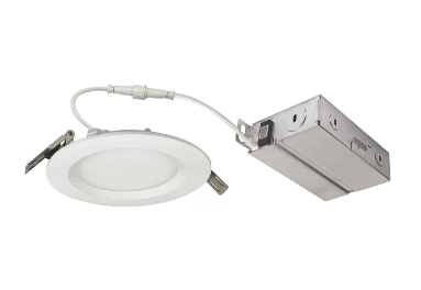 Nora Lighting NEFLINTW-R4MPW 4" FLIN Round Wafer LED Downlight, Color Temperature 2700K-5000K, Lumens 950 lm, Wattage 10.5W, Matte Powder White Finish