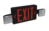 Nora Lighting NEX-712-LED/RB LED Exit & Emergency Combination with Adjustable Heads, Battery Backup, Red Letters / Black Housing