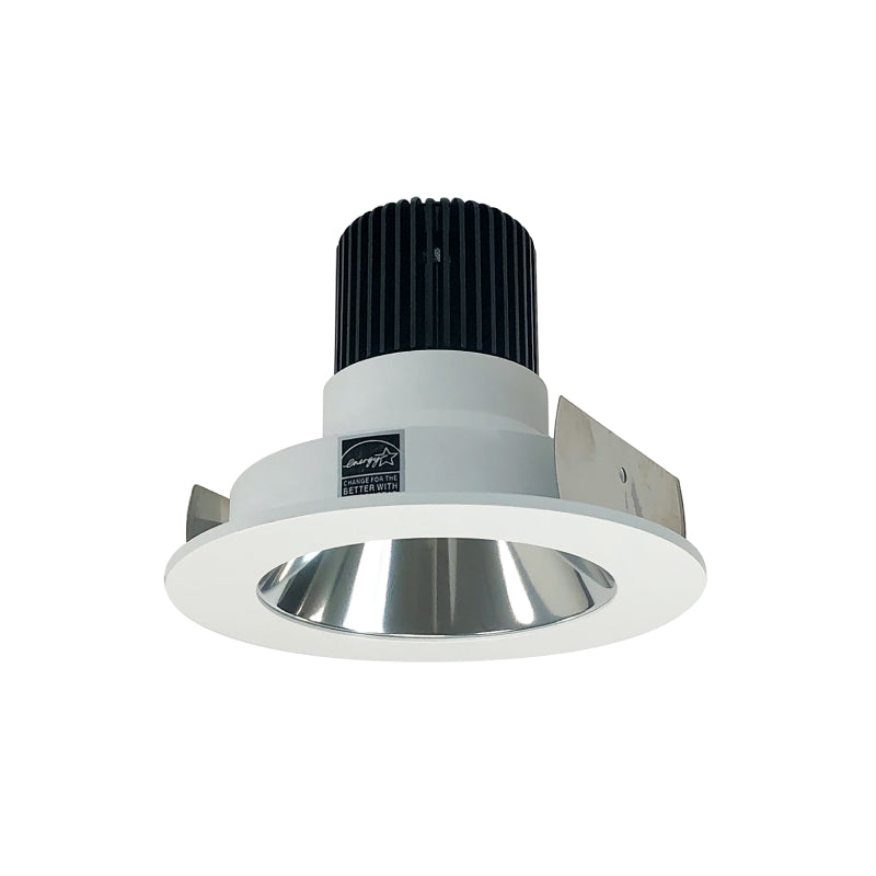 Nora Lighting NIO-4RNDCCDXCMPW/HL 4" Iolite PLUS Recessed Light With Round Deep Cone Reflector - CCT: Comfort Dim (3100K-1800K) - Reflector Finish: Specular Clear - Flange Finish: Matte Powder White