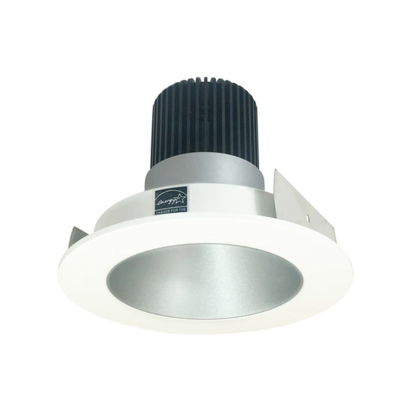 Nora Lighting NIO-4RNDCCDXHZMPW/HL 4" Iolite PLUS Recessed Light With Round Deep Cone Reflector - CCT: Comfort Dim (3100K-1800K) - Reflector Finish: Haze - Flange Finish: Matte Powder White
