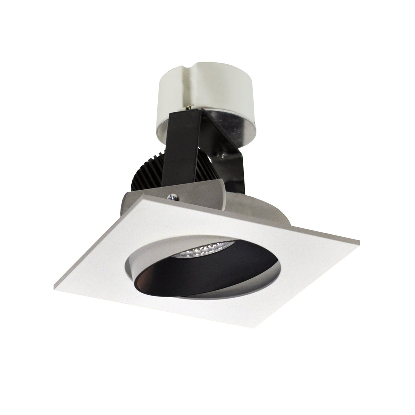 Nora Lighting NIR-4SC30XBW/10 4" Iolite LED Square Adjustable Cone Retrofit Downlight - 1000lm - CCT: 3000K - Finish: Black Reflector / White Flange