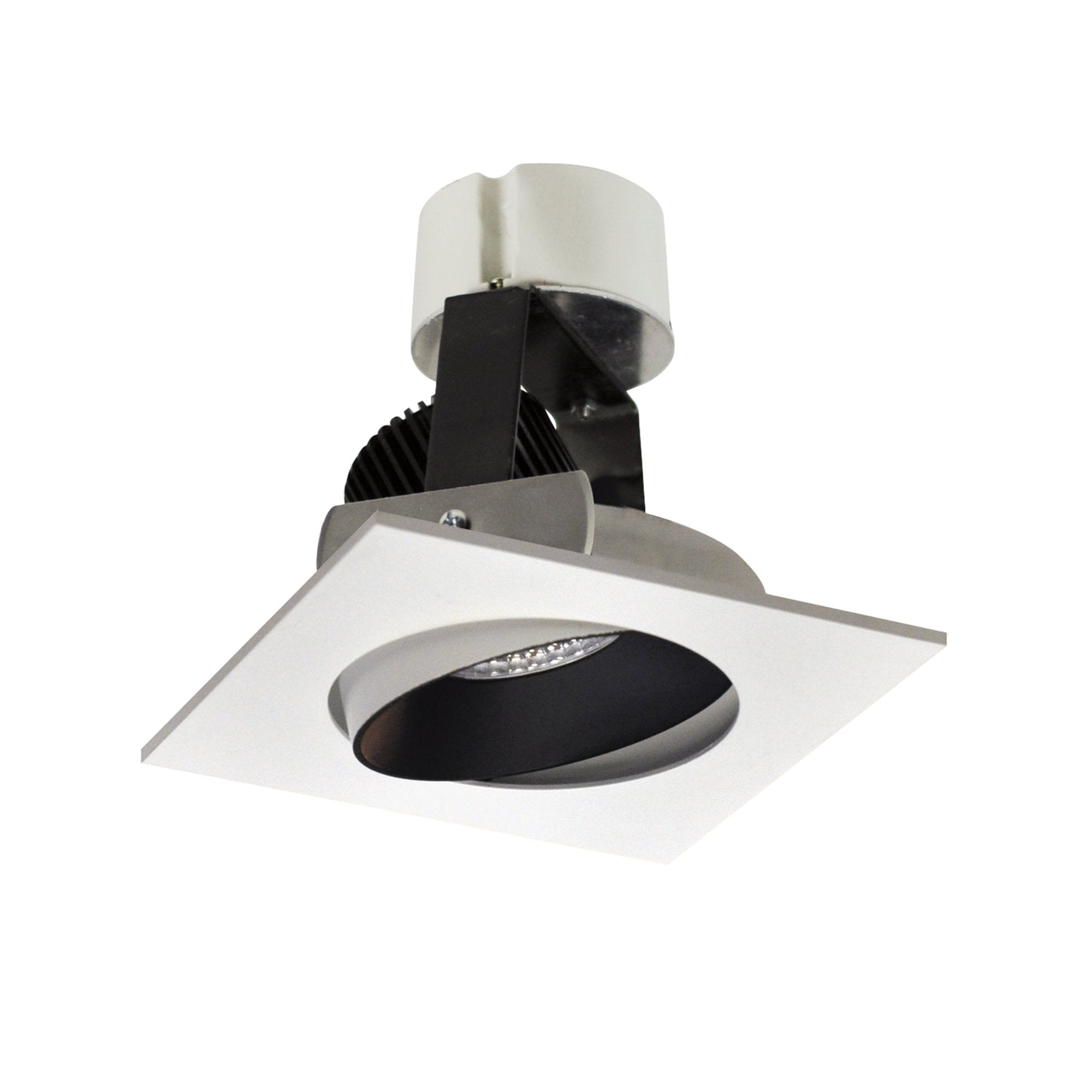 Nora Lighting NIR-4SC40XBW/10 4" Iolite LED Square Adjustable Cone Retrofit Downlight - 1000lm - CCT: 4000K - Finish: Black Reflector / White Flange