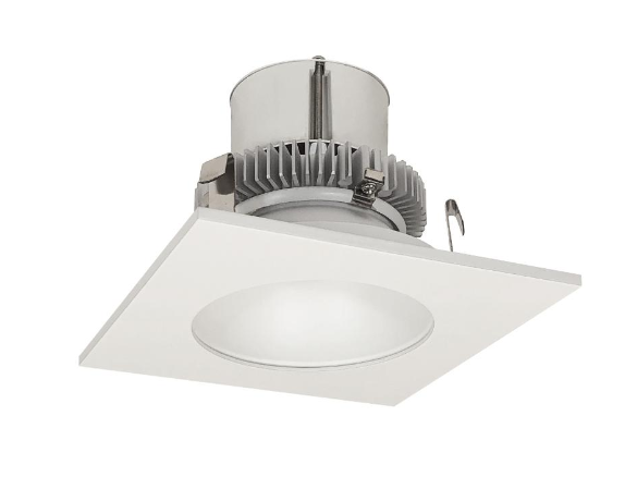 Nora Lighting NLCBC2-45327MPW/10EM 4" Cobalt Click LED Retrofit, Square Reflector with Round Aperture, Matte Powder White Reflector and Flange, Lumens 1000lm, Wattage 12W, Color Temperature 2700K, Pre-Wired for Emergency