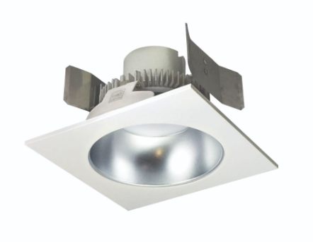 Nora Lighting NLCBC2-55327DW/ALE4 5" Cobalt Click LED Retrofit, Square Reflector with Round Aperture, Lumens 750lm / Wattage 10W, Color Temperature 2700K, Voltage 120V-277V, Dimming Triac / ELV / 0-10V, Diffused Clear Reflector / White Flange