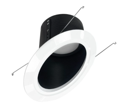 Nora Lighting NLRS-6S12L140B 6" Super Sloped Led Retrofit Baffle Black Baffle W/ White Flange, Voltage 120V, Color Temperature 4000K, Lumens 1,200 lm