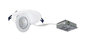 Nora Lighting NMC-4RTWMPW 4" M-Curve Can-less Adjustable LED Downlight, Wattage 9W, Selectable CCT, Matte Powder White finish