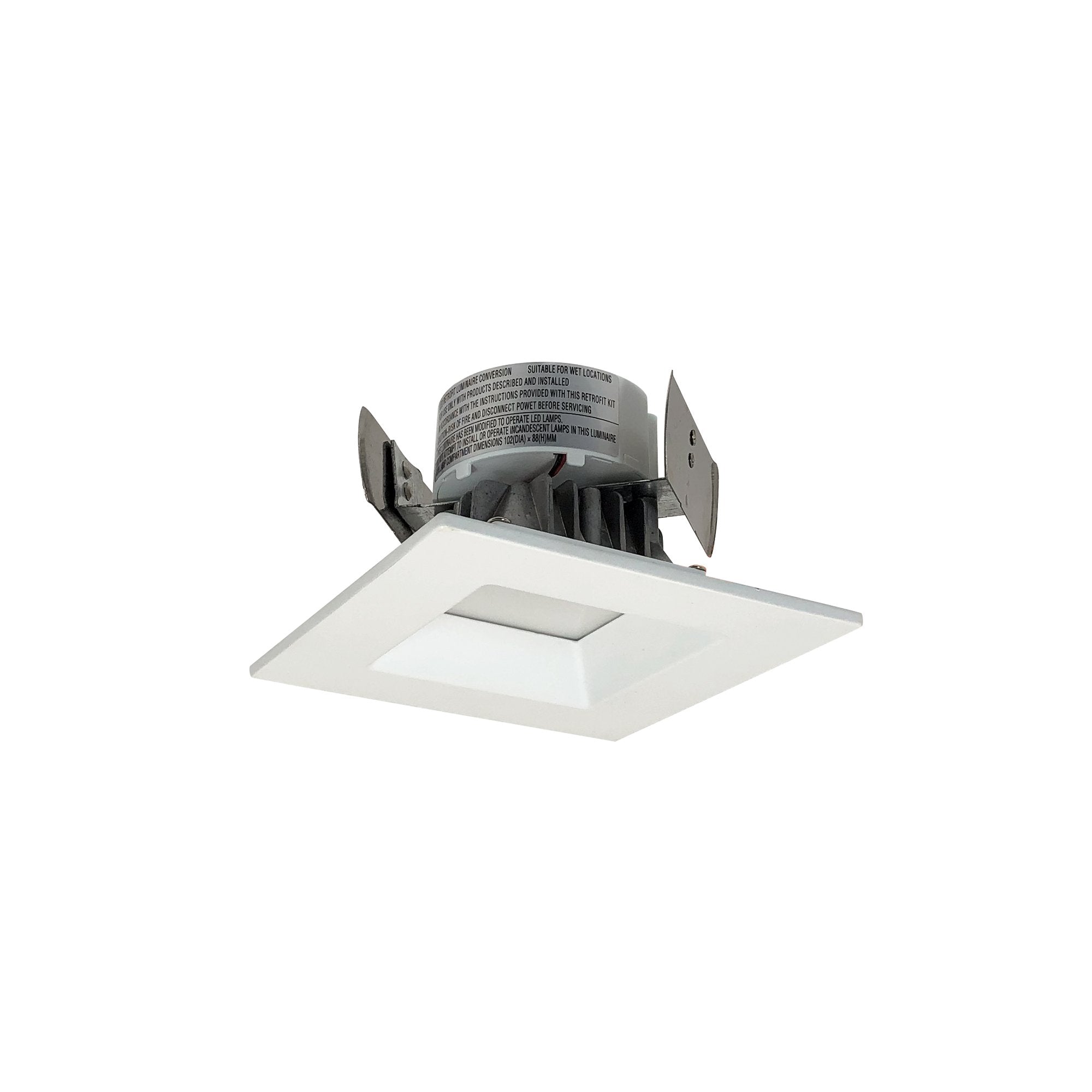 Nora Lighting NOX-43627WW/9 4" Onyx Square LED Retrofit Reflector - CCT: 2700K - Lumens: 900lm - Finish: White