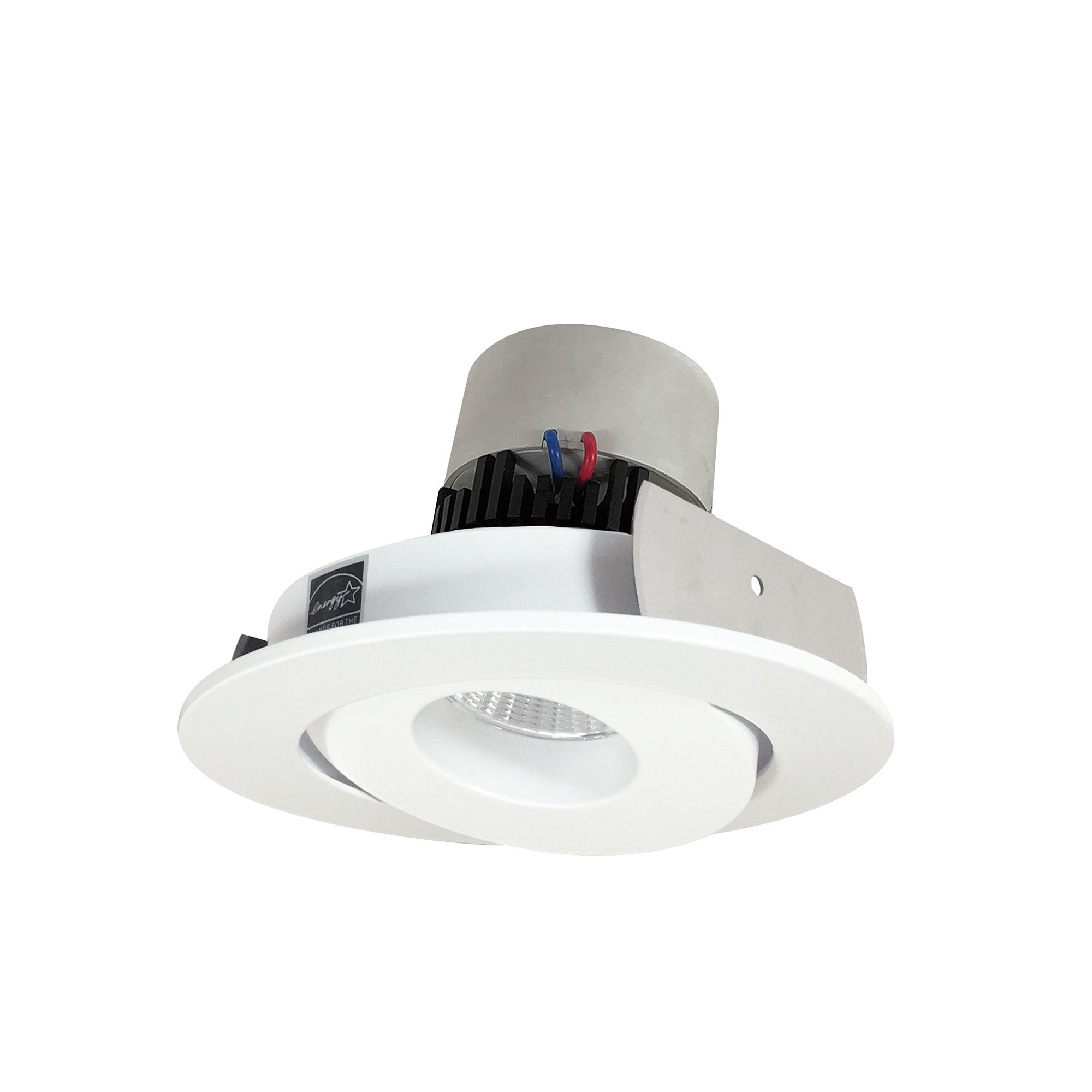 Nora Lighting NPRLV-4RGCDXMPW 4" Pearl 120V LED Round Adjustable Gimbal Retrofit, 800 Lumens, 12W, Comfort Dim, 90+ CRI, Beam Spread Options, Dimmable, Matte Powder White Finish