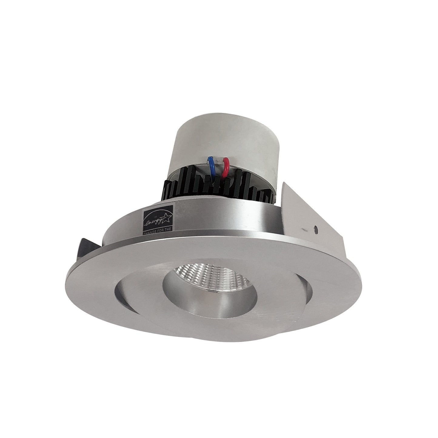 Nora Lighting NPRLV-4RG30XNN 4" Pearl 120V LED Round Adjustable Gimbal Retrofit, 1050 Lumens, 12W, 3000K, 90+ CRI, Beam Spread Options, Dimmable, Natural Metal Finish
