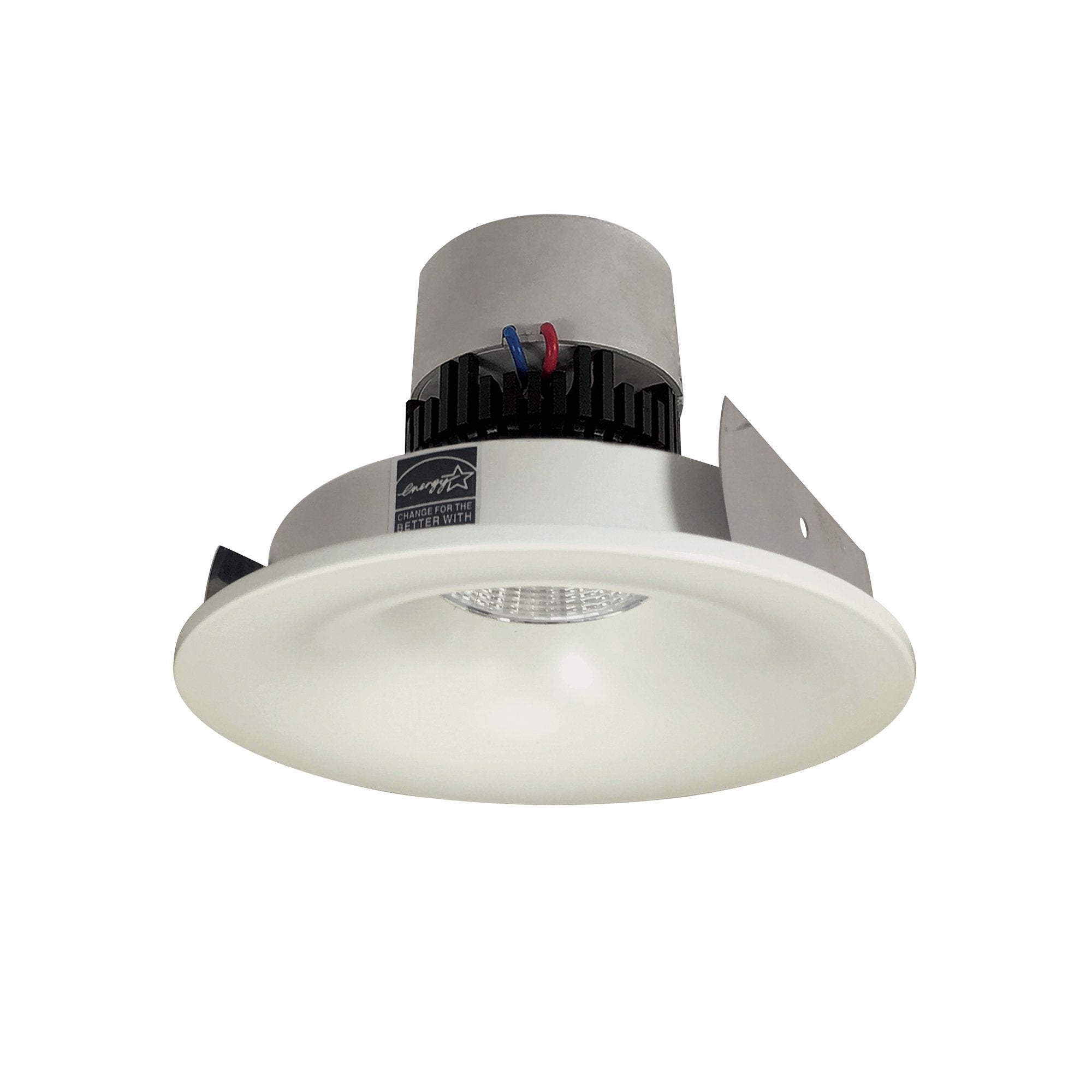 Nora Lighting NPRLV-4RNB40XWW 4" Pearl 120V LED Round Bullnose Retrofit, 1250 Lumens, 12W, 4000K, 90+ CRI, Beam Spread Options, Dimmable, White Finish