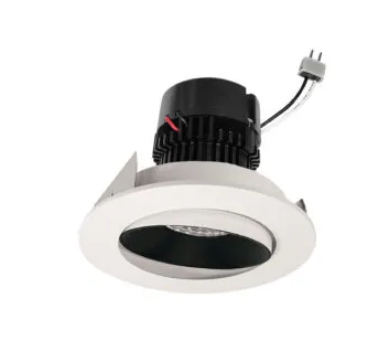 NORA Lighting NPRLV-4RC40XBW 4" Pearl Low Voltage LED Round Adjustable Cone Retrofit, Lumens / Wattage 1200lm / 11W, Color Temperature 4000K, Black Reflector / White Flange
