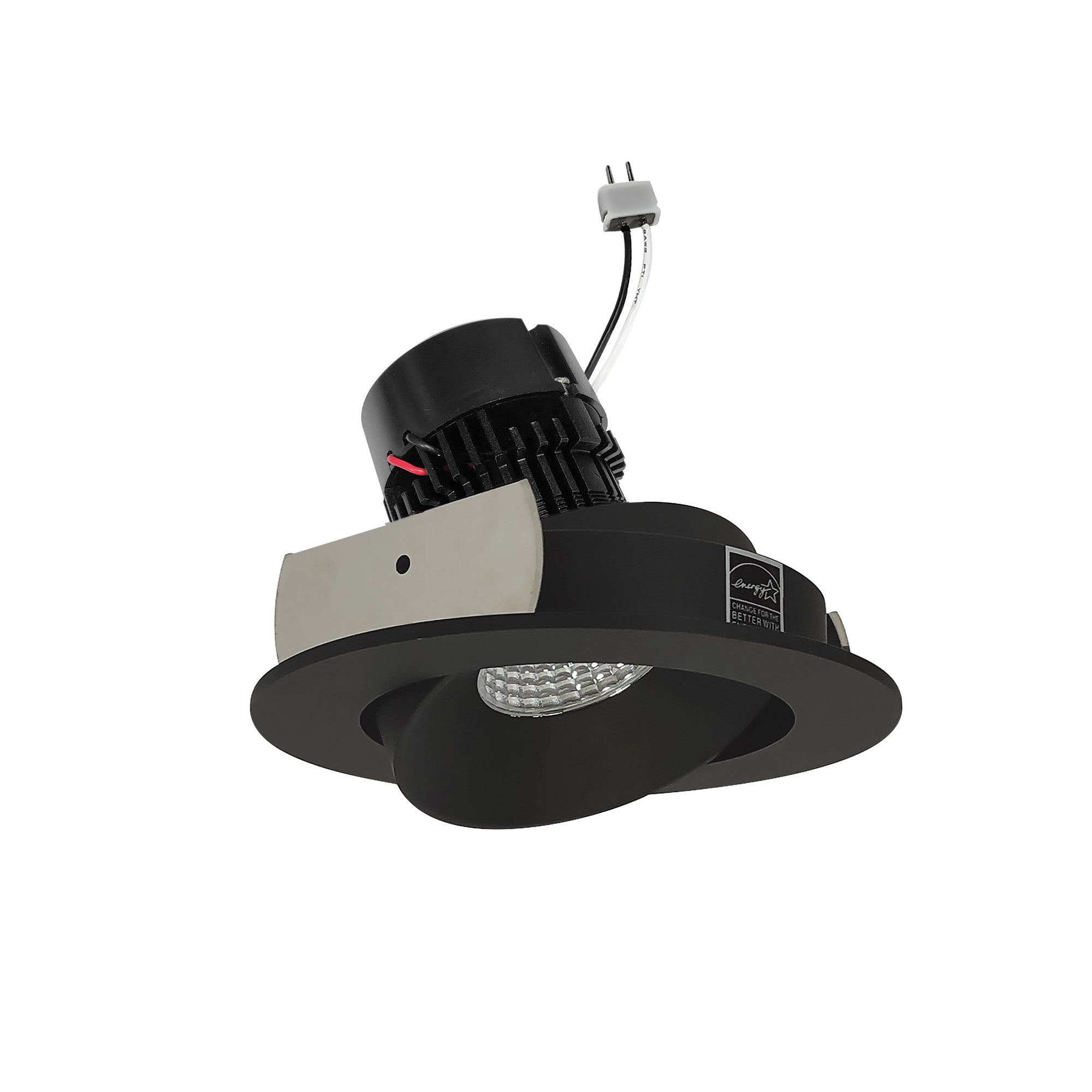 Nora Lighting NPRLV-4RC30XBB " Pearl 12V LED Round Adjustable Cone Retrofit, 1200 Lumens, 11W, GU5.3 Socket, 3000K, 90+ CRI, Beam Spread Options, Dimmable,  Black / Black