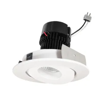 NORA Lighting NPRLV-4RG30XWW 4" Pearl Low Voltage LED Round Adjustable Gimbal Retrofit, Lumens / Wattage 1050lm / 11W, Color Temperature 3000K, White Finish